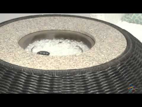 Stone Resin Wicker Design Propane Fire Pit Table with Burner Cover - Product Review Video