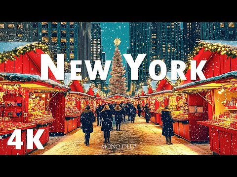 New York Christmas in 4K | NYC From Above: Christmas Lights & Winter Magic with Deep House Chill