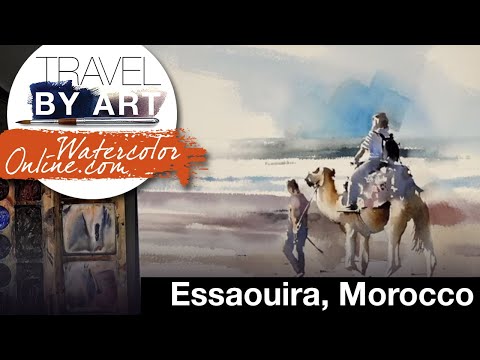 #198 Travel by art, Ep. 70: Essaouira, Morocco (Watercolor Landscape Tutorial)
