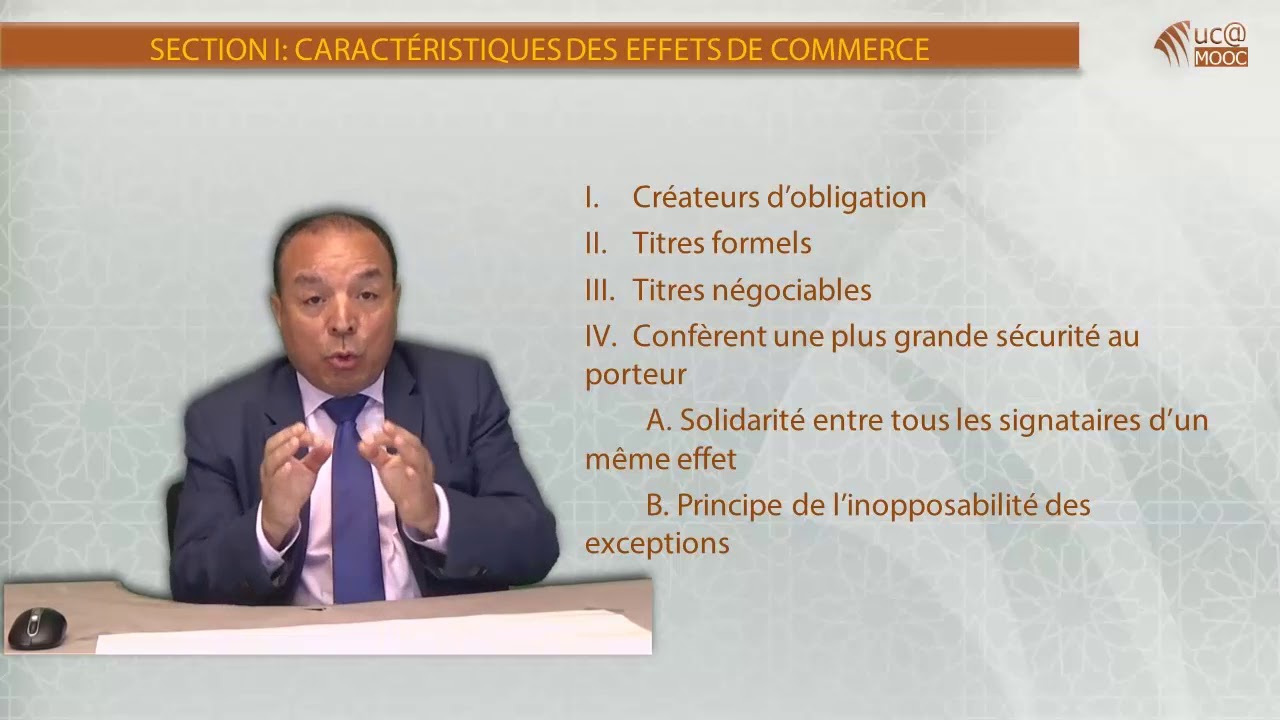 1- Caractéristiques des effets de commerce, Partie 1