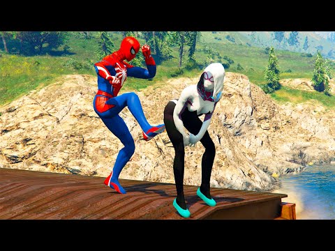 GTA 5 Water Ragdolls SPIDERMAN VS Spider-Girl GTA 5 Funny Moments, Euphoria Physics