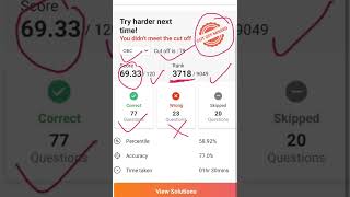 byju's(gradeup) ntpc cbt-2 live mock test score card