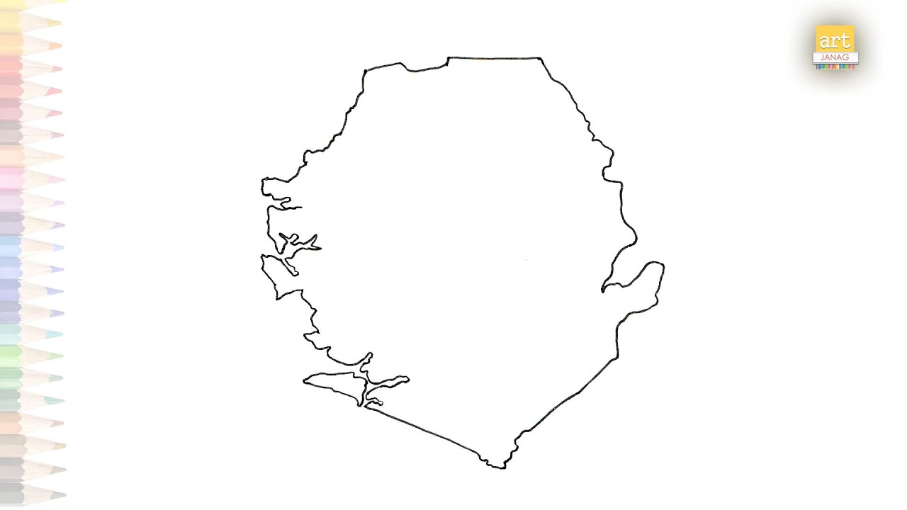 Sierra Leone Map outline drawing | Map drawing tutorials | How to draw Sierra Leone Map step by step