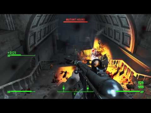 Fallout 4 Explosive Combat Shotgun vs. Super Mutant Horde