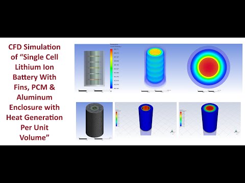 CFD Simulation of Single Cell Lithium Ion Battery With Fins, PCM & Enclosure with Heat Generation