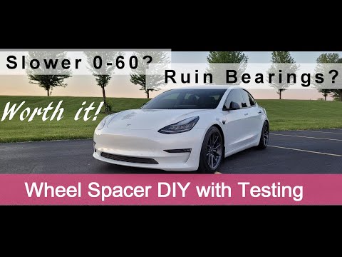 Tesla 3 Wheel Spacers - Beginner DIY - Before/After and 0-60 Tests