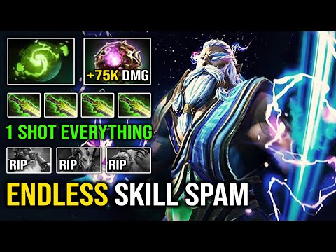 WTF Delete RIKI in 1 Second Endless Skill Spam +75K Damage Zeus 1 Shot Everything Dota 2
