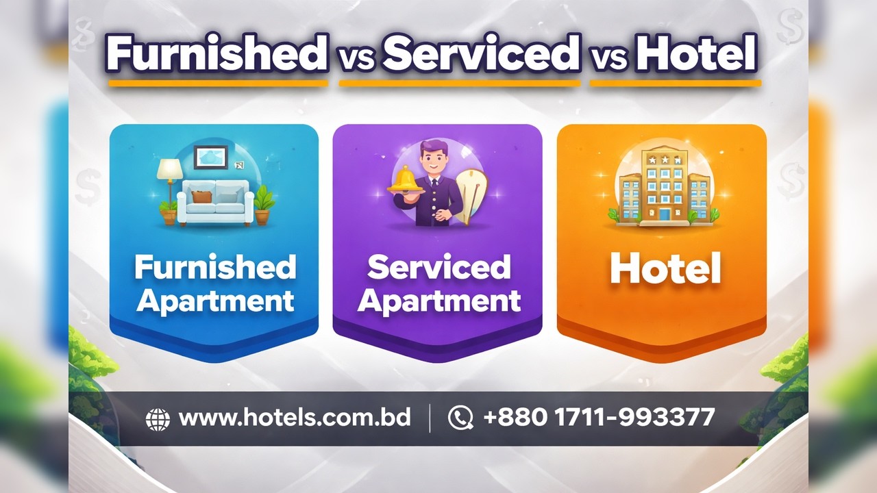 Furnished Apartment vs Serviced Apartment vs Hotel — Cost, Facilities & Best Choice