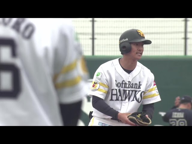 【ファーム】初球を捉えた!! ホークス・柳町達 左中間を破るタイムリー2ベースヒット!! 2025年3月28日 福岡ソフトバンクホークス 対 オリックス・バファローズ