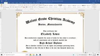 How to edit your homeschool diploma template in Microsoft Word.