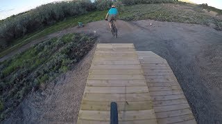 The big drop line at Beck Lake Bike Park