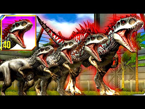 ALL EVOLUTIONS OF INDOMINUS REX MAX LEVEL 40 PVP BATTLES - Jurassic World The Game