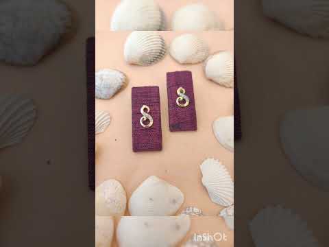 Handmade Fabric Rectangular shaped & Alphabetic Stud Earring