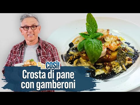Crosta di pane bruschettata con gamberoni - Si fa così | Chef BRUNO BARBIERI