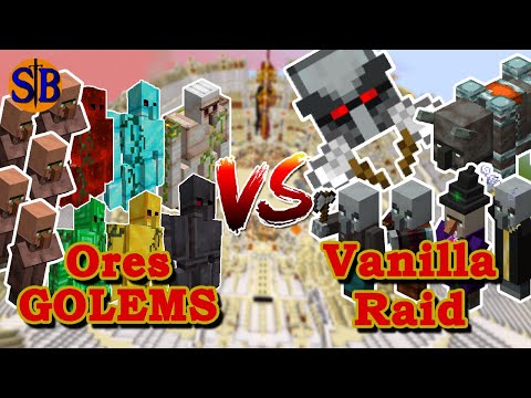 Can The Ore Golems Defend against a REAL Vanilla Raid | Minecraft Mob Battle