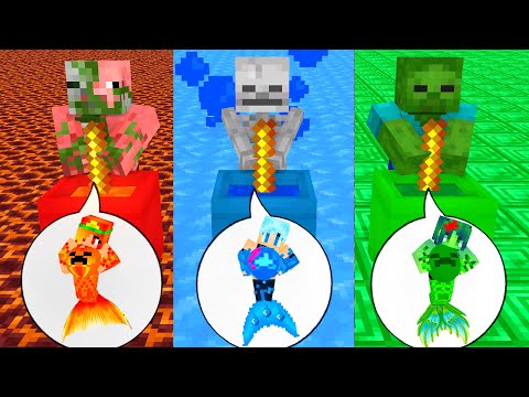 Monster School :Cute MERMAID Elemental Brewing Challenge - Minecraft Animation