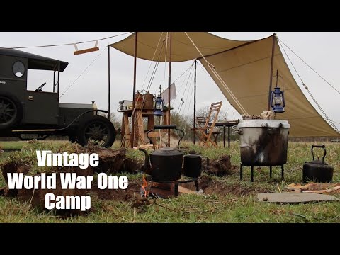 First World War Camp. Canvas Tarp and Swag. Stow Maries Great War Aerodrome. Great Tommy Sleepout.