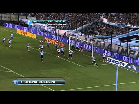 Gol de Zuculini. Racing 1 - River 0. Fecha 17. Torneo Inicial 2013. Fútbol Para Todos