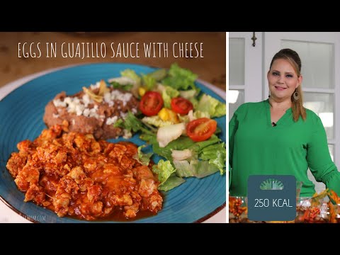 Mexican scramble EGGS in GUAJILLO sauce with cheese