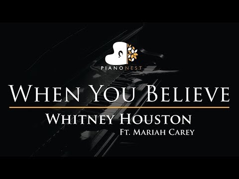 Whitney Houston Ft. Mariah Carey - When You Believe - Piano Karaoke / Sing Along Cover with Lyrics
