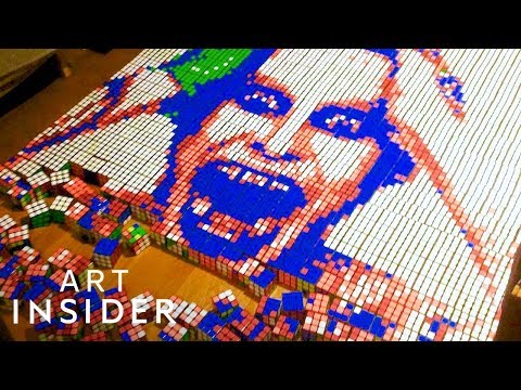Tricolor Portraits Made of Rubik's Cubes