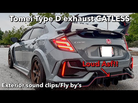 Tomei Type D exhaust CATLESS exhaust exterior sound clips of my FK8 | 2021 Honda Civic Type R