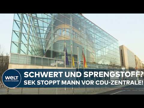 Video Thumbnail: BERLIN: Großeinsatz vor CDU-Parteizentrale! SEK überwältigt bewaffneten Mann mit Schwert