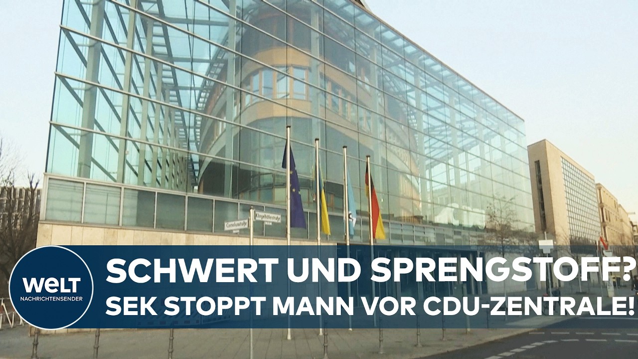BERLIN: Großeinsatz vor CDU-Parteizentrale! SEK überwältigt bewaffneten Mann mit Schwert