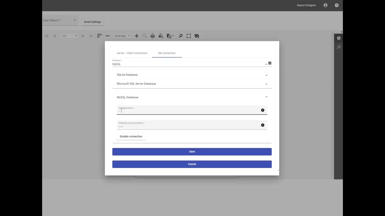 Report Designer - Connect to MySQL Database