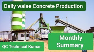 Concrete Quantity and Monthly Summary on Excel sheet