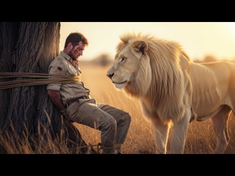 Leão branco selvagem encontra homem amarrado em árvore  - O que acontece em seguida vai chocar você