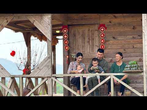 The family celebrates Lunar New Year together, making traditional cakes and going to the market