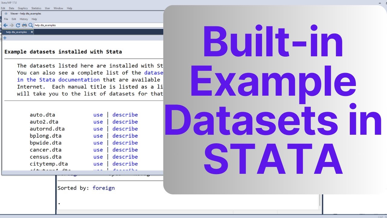 Built-in Example DataSets in Stata