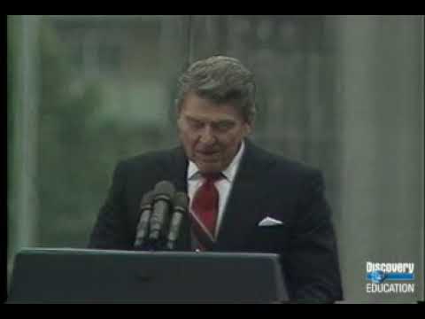 Reagan Brandenburg Gate in West Berlin  Germany - June 12, 1987 - 'Tear down this wall."