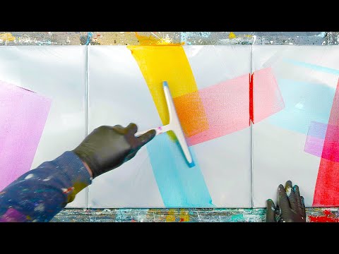 Colorful Abstract Painting With Squeegee and Spray Paint | Martius