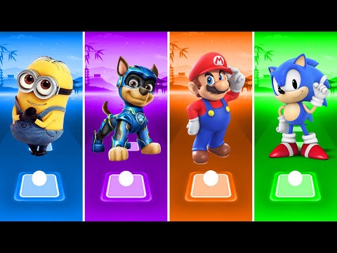 Minions vs Paw Patrol vs Mario vs Sonic Prime in Tiles Hop EDM Rush🎶