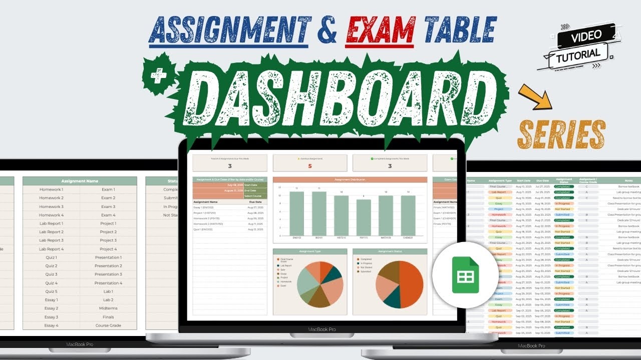 How to make an assignment tracker in google sheets | Google Sheets / Spreadsheet Dashboard Series