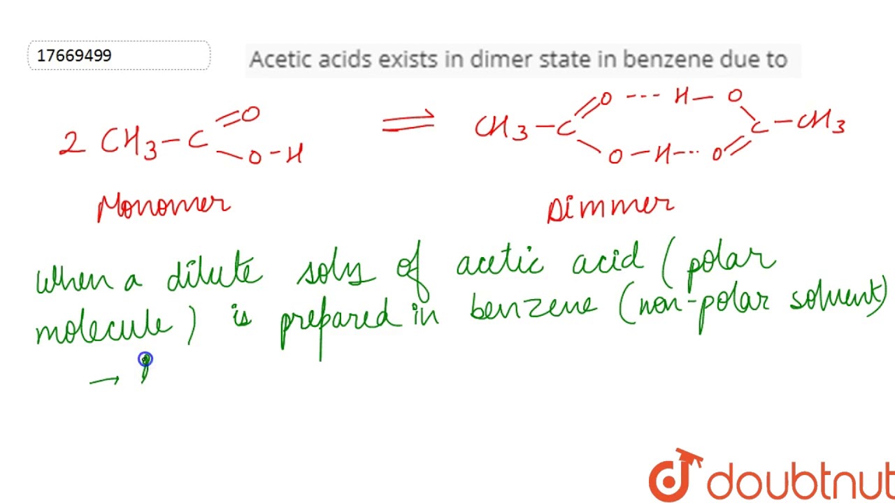 Why is dimerization of acetic acid in benzene used? Tipseri