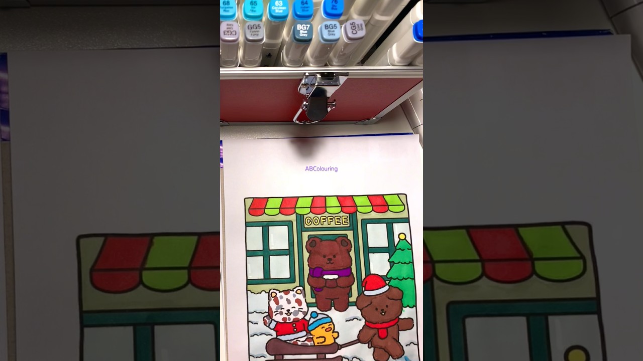 Cozy winter satisfying colouring ✨🎄 #howto #drawing #cozylittlechristmas #coloring #cozy #cat #art