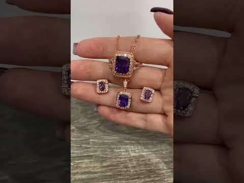 Солидный подарок девушке - набор "Сияние больших аметистов" серьги, кольцо и колье ювелирный сплав в коробочке - фото 2 - id-p2080539106