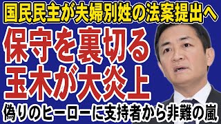 国民民主党が選択的夫婦別姓の法案提出で大炎上！減税案で支持を伸ばしたのにすべてを台無しにする愚策に支持者たちは呆れ。結局は立憲と同じ左翼政党だった…