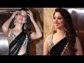 Actress Tamanna Hot Looks In Black Saree At Pre Diwali Celebrations