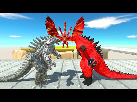 Deadpool Godzilla 2014 Vs Team Monster Mecha Godzilla 2021 Death run-Animal Revolt Battle Simulator