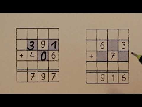 Schriftliche Addition mit Lücken