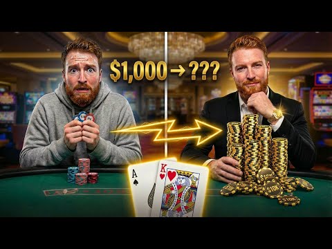 I TRIED TO TURN $1,000 INTO  $10,000 PLAYING BLACKJACK (RAGS TO BAGS EPISODE 1 & 2)