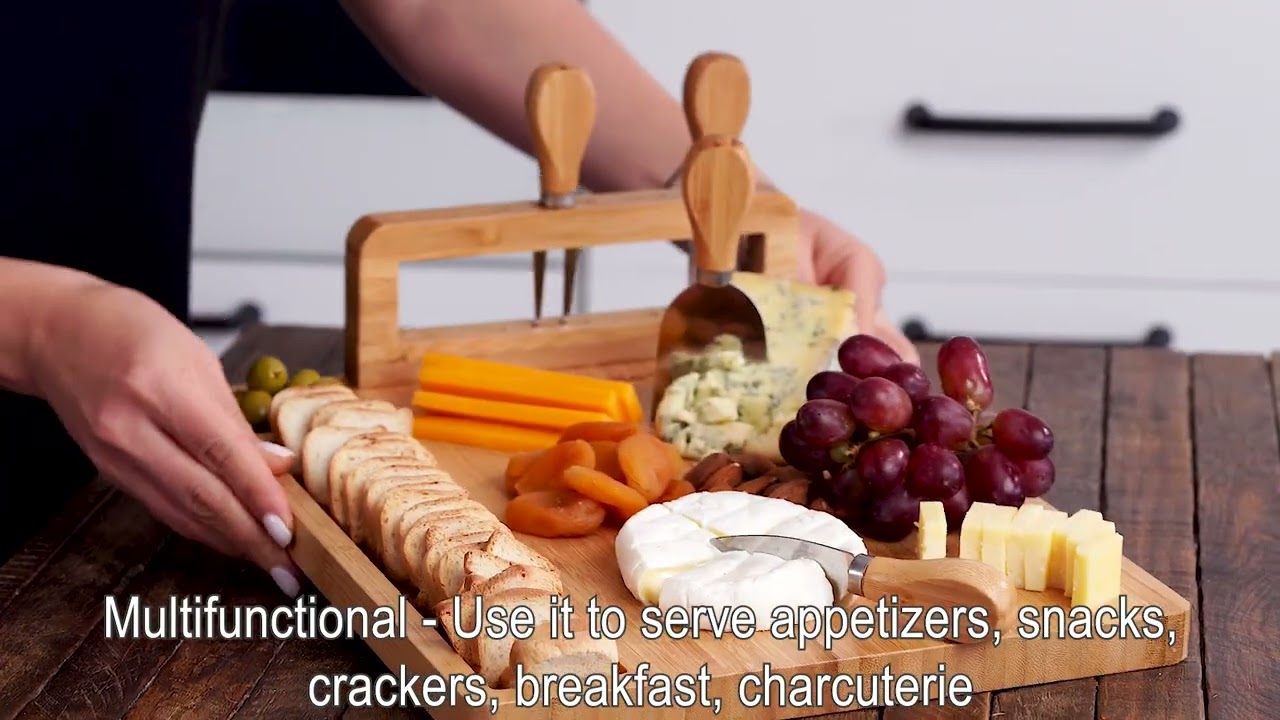 Bamboo Cheese Board and Knife Set - 14x11