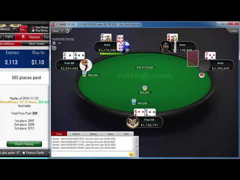 Replay | Final table PokerStars MicroMillions 127: $1.10 NLHE [6-Max, 3-Stack], $3K Gtd Nov 22, 2019