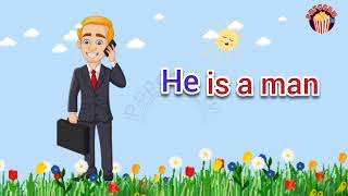 English grammar he & she pronouns video for kids 🫅 knowledge #popcorntv#english