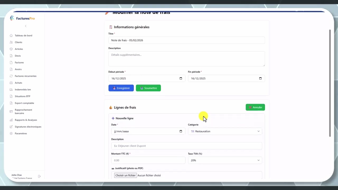 Tutoriel vidéo : Notes de frais — Formation FacturesPro