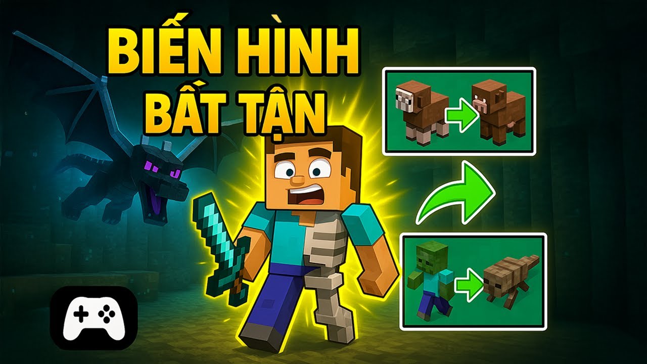 MINECRAFT SHAPESHIFT CHALLENGE: Biến Hình 50 Mob Trước Khi Đối Đầu Rồng Ender! #100dayschallenge
